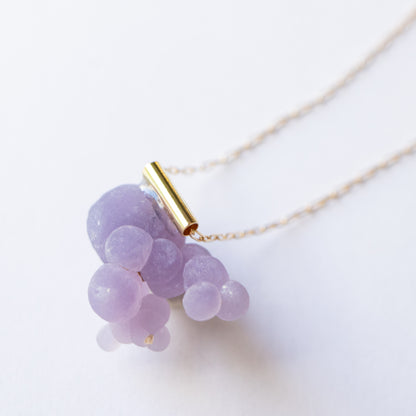Pipe Pierced Earrings - grape stone -