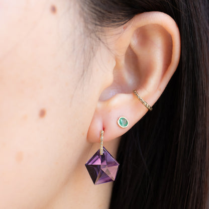 Hibiki Stone Pierced Earrings - Amethyst / Diamond -