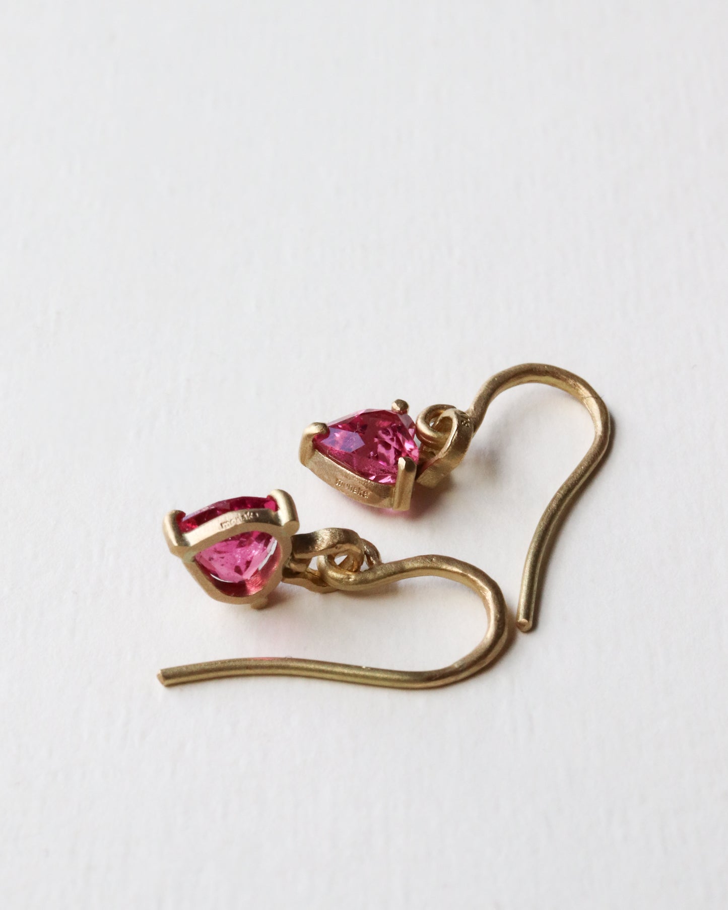 HorseShoe Prong Pierced Earring - Pink Tourmaline -