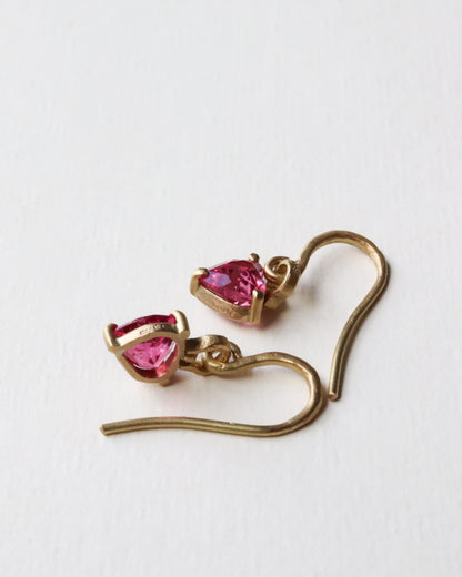 HorseShoe Prong Pierced Earring - Pink Tourmaline -