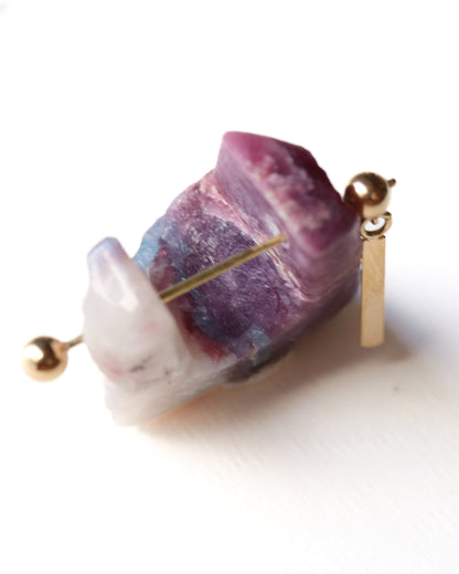 Rock Pierced Earring - Paraiba Tourmaline -