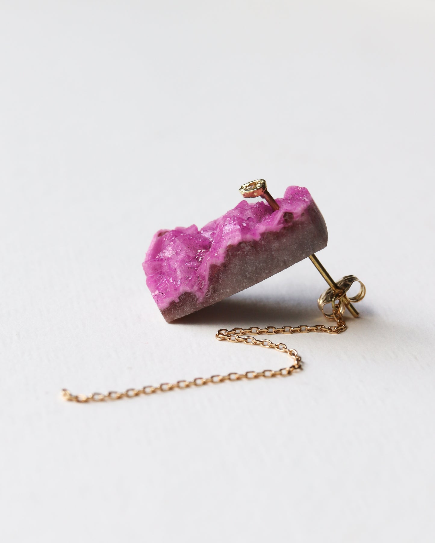 Flat Pierced Earring - Cobalt Calcite -