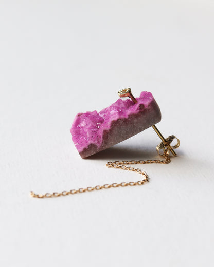 Flat Pierced Earring - Cobalt Calcite -