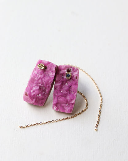 Flat Pierced Earring - Cobalt Calcite -