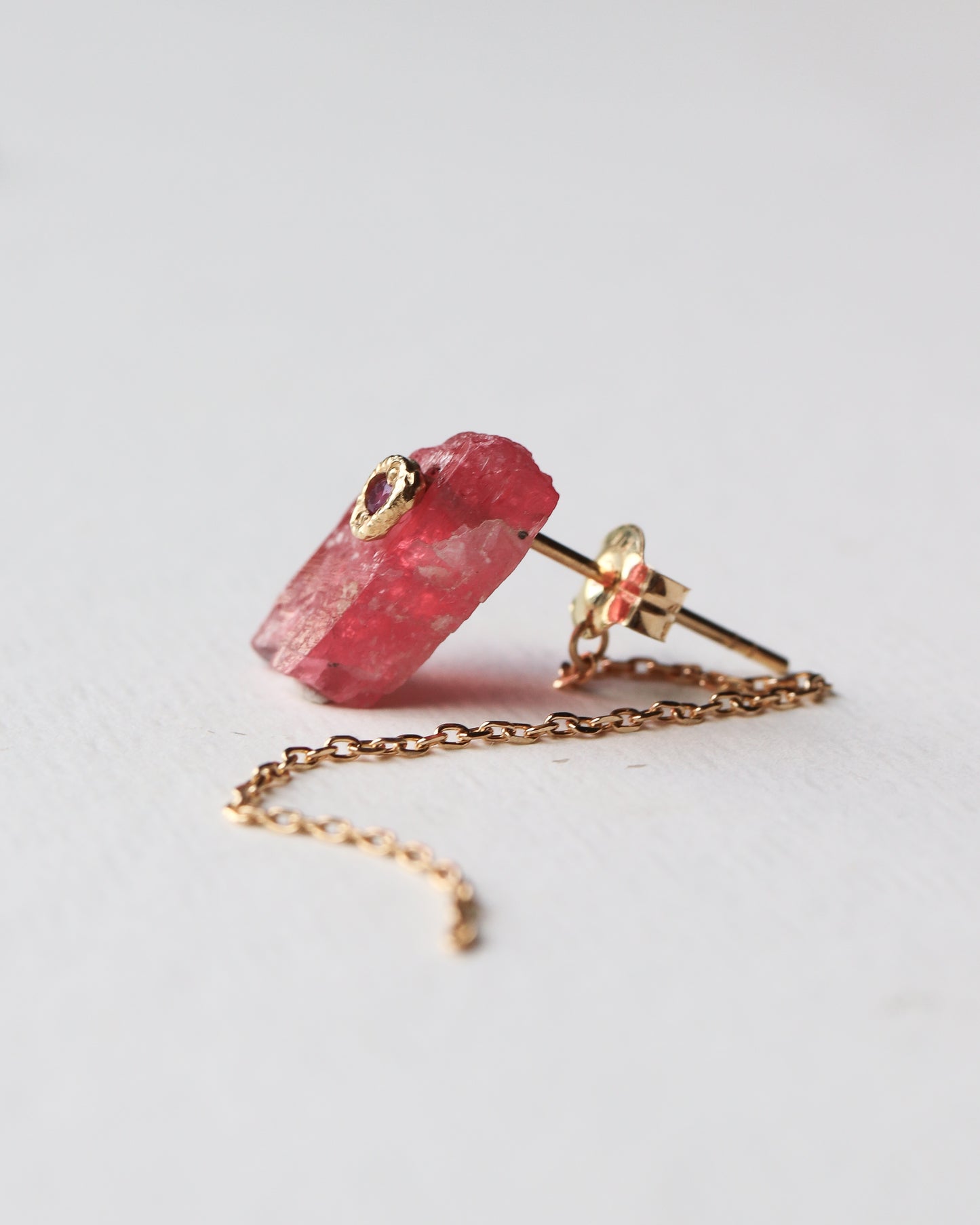 Flat Pierced Earring - Rhodonite -