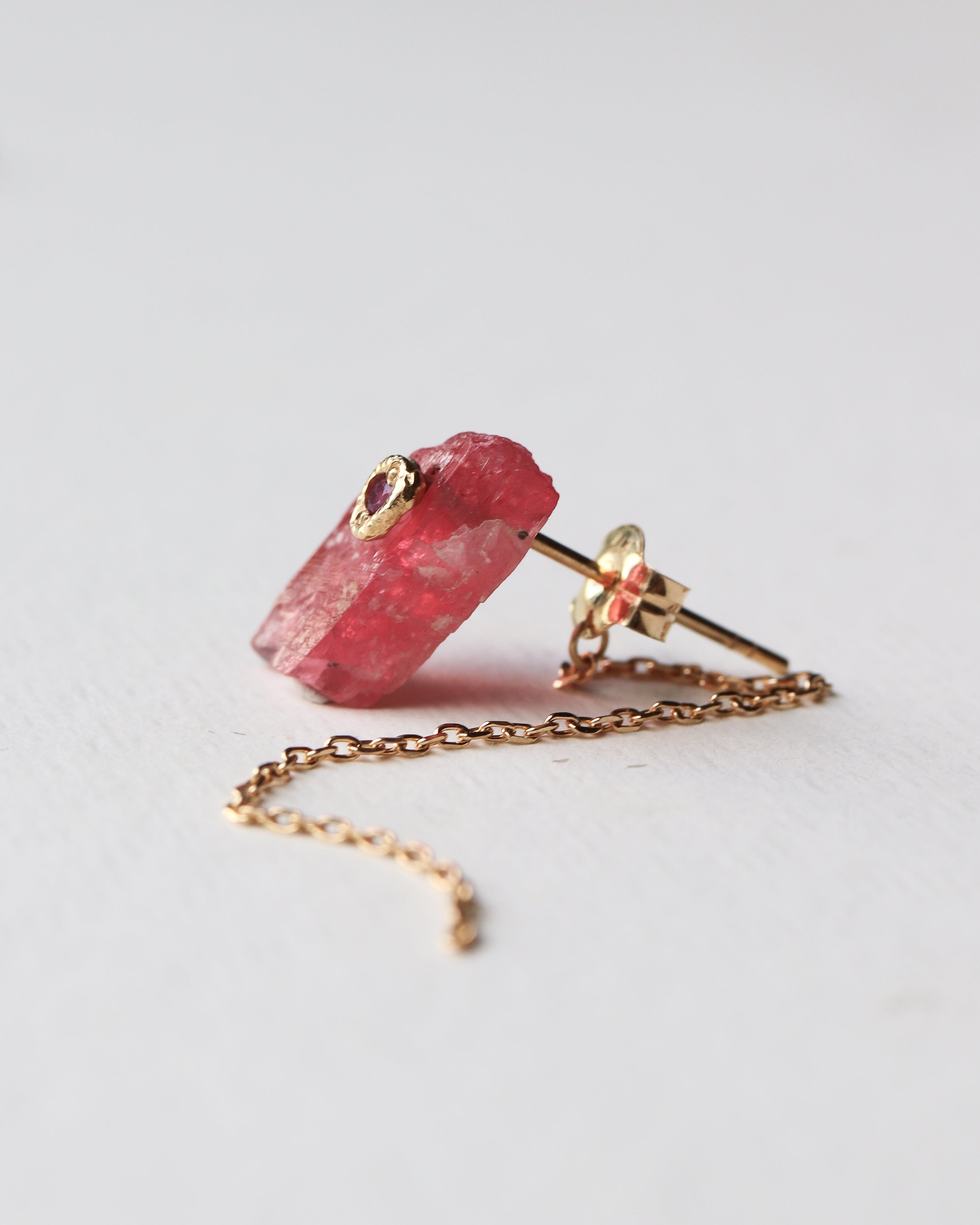Flat Pierced Earring - Rhodonite -