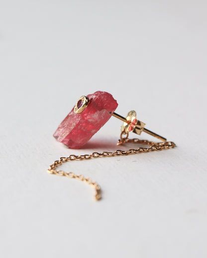 Flat Pierced Earring - Rhodonite -