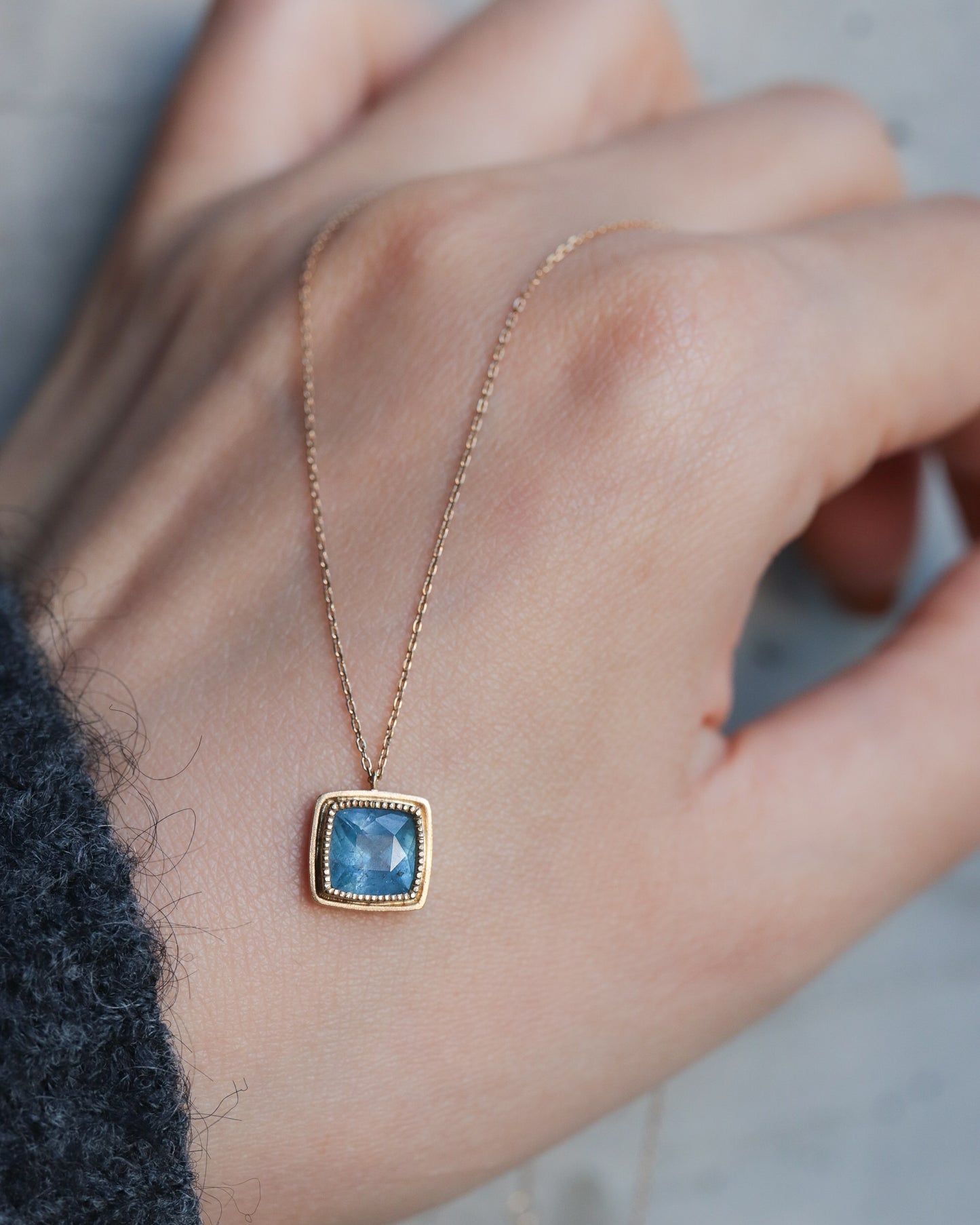 Column内側ミル Necklace  - Santamaria Aquamarine -