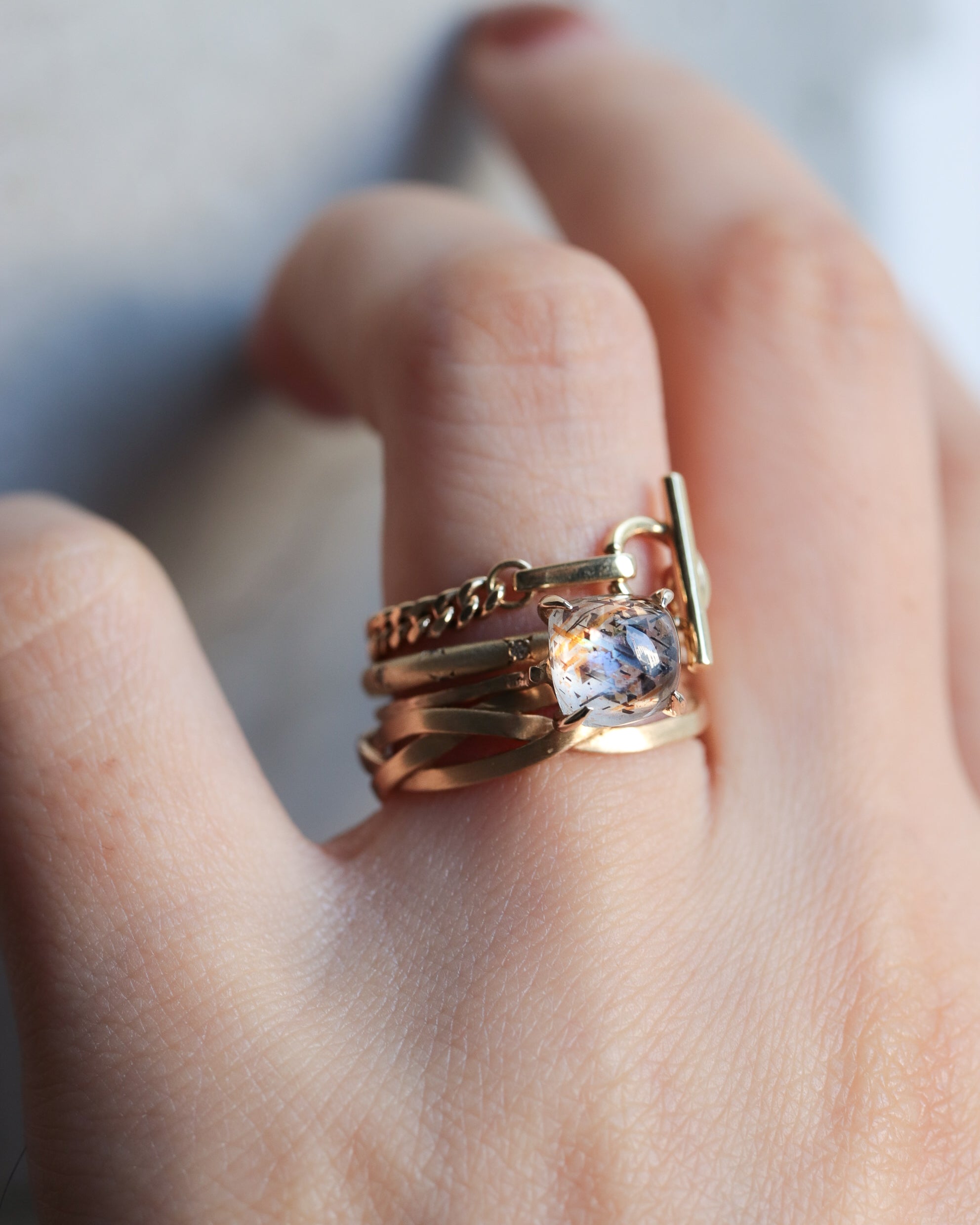 Flat Ring - Lattice Sunstone -