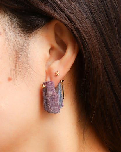 Rock Pierced Earring - Paraiba Tourmaline -