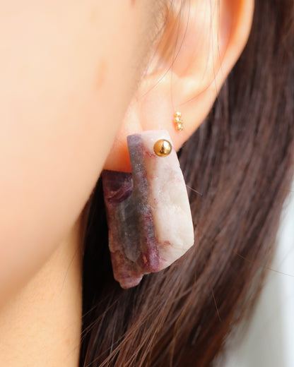 Rock Pierced Earring - Paraiba Tourmaline -