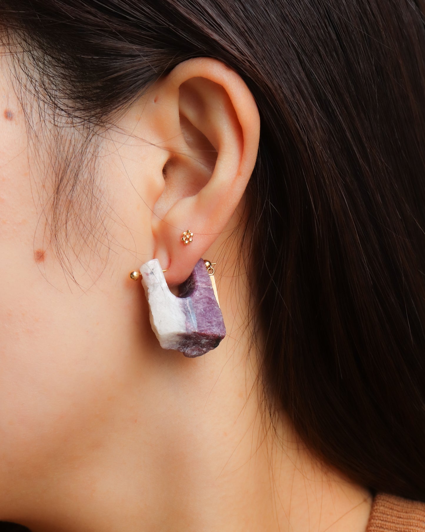 Rock Pierced Earring - Paraiba Tourmaline -