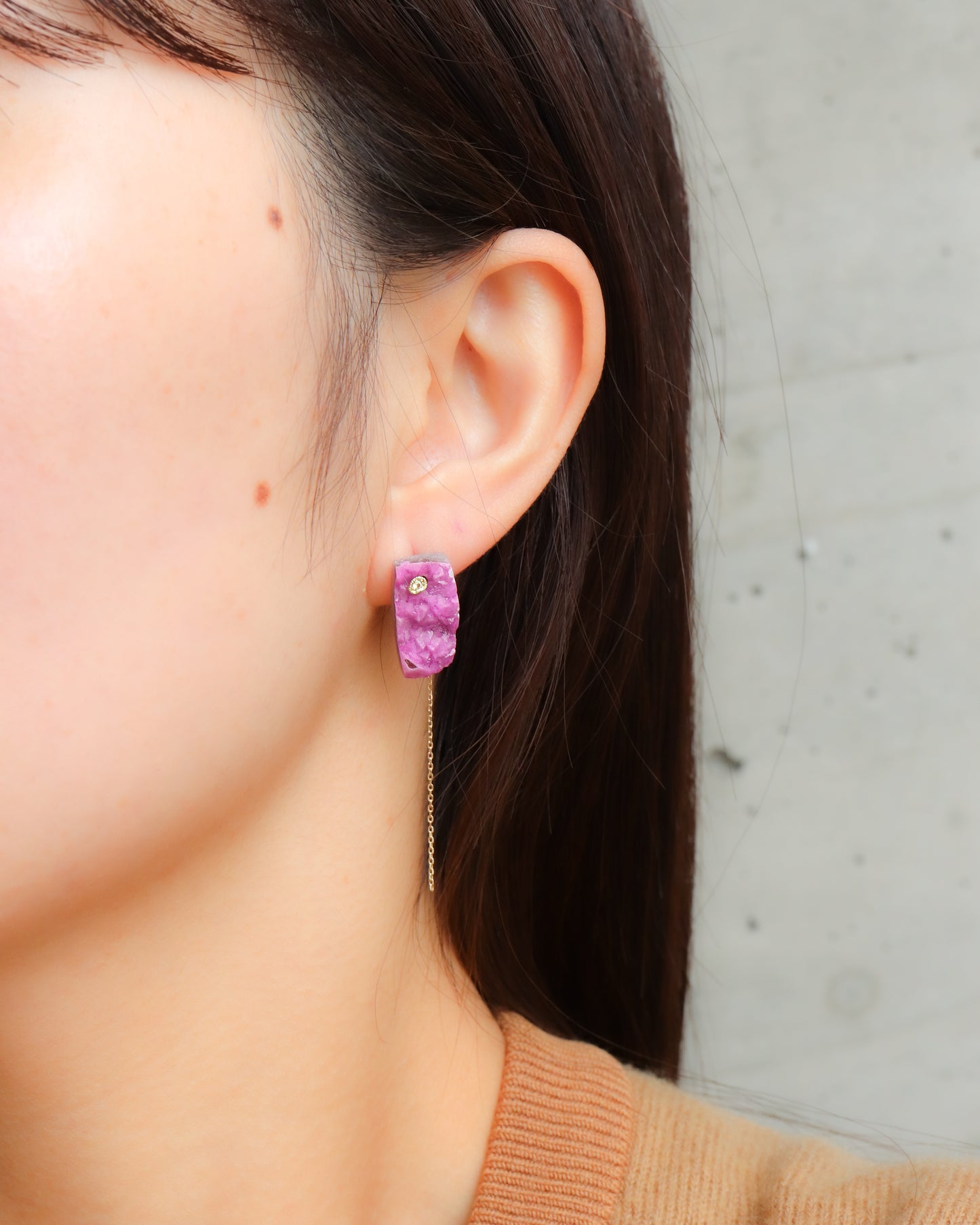 Flat Pierced Earring - Cobalt Calcite -