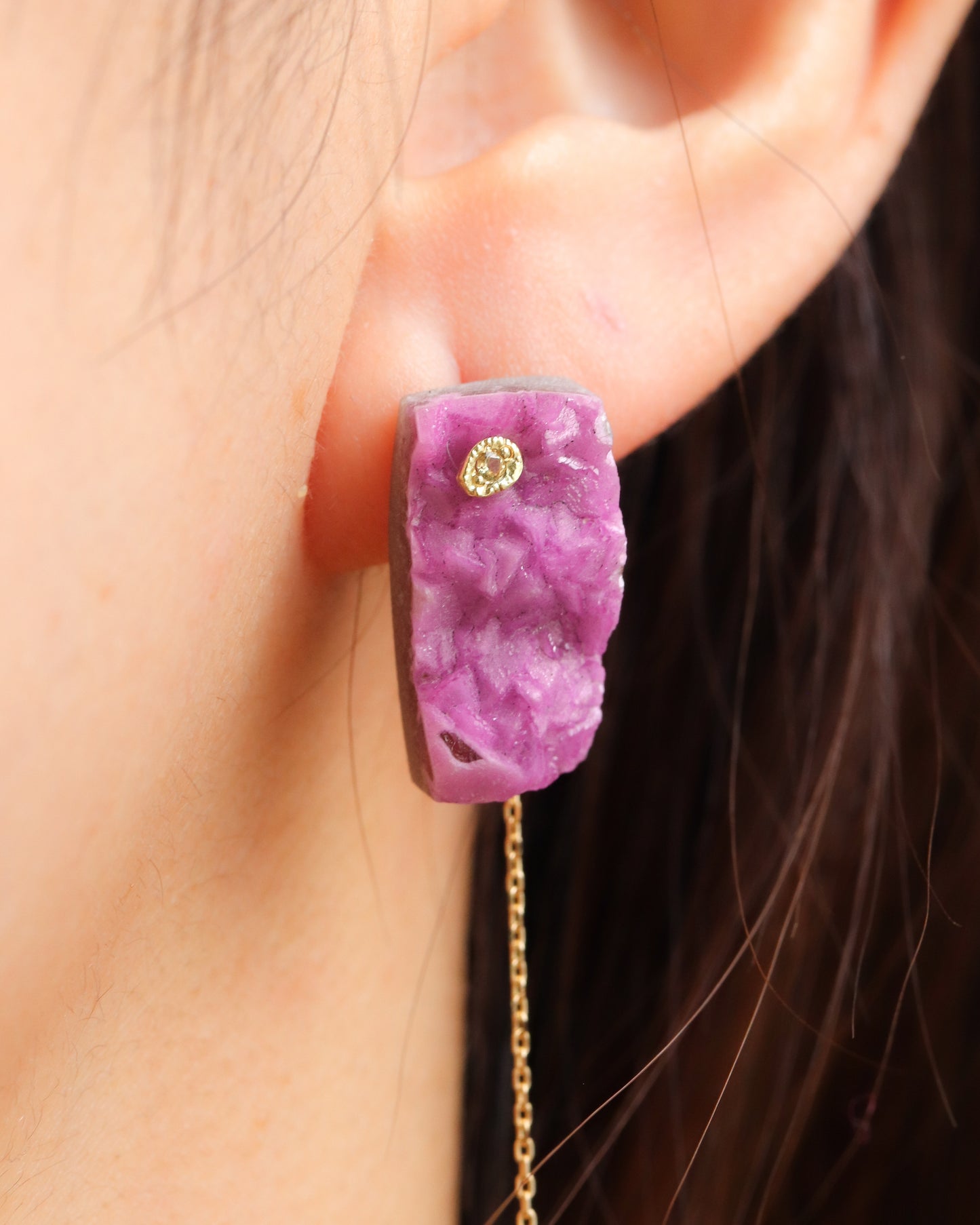 Flat Pierced Earring - Cobalt Calcite -