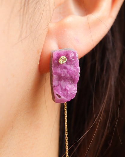 Flat Pierced Earring - Cobalt Calcite -