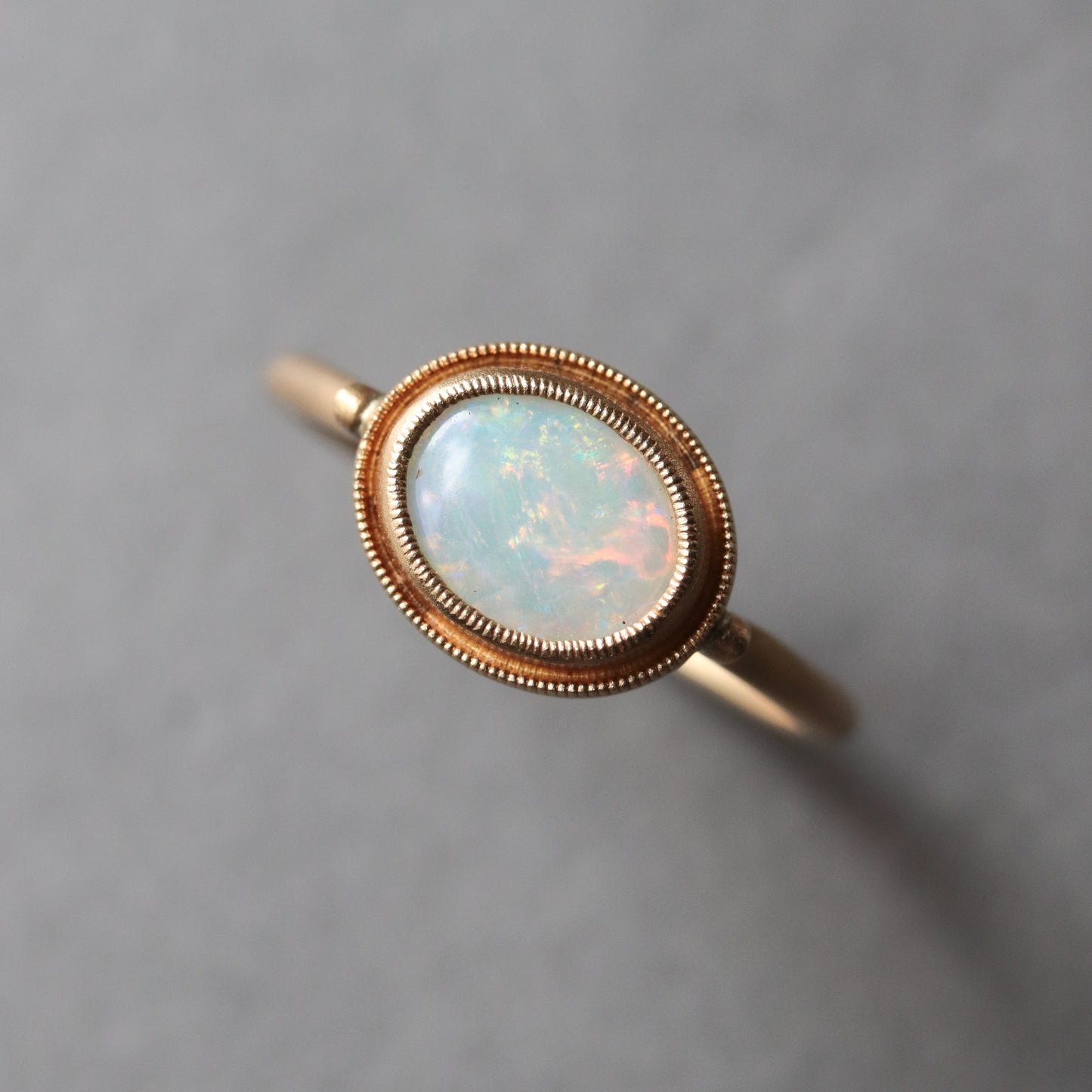 Column Milgrain Ring - Opal -