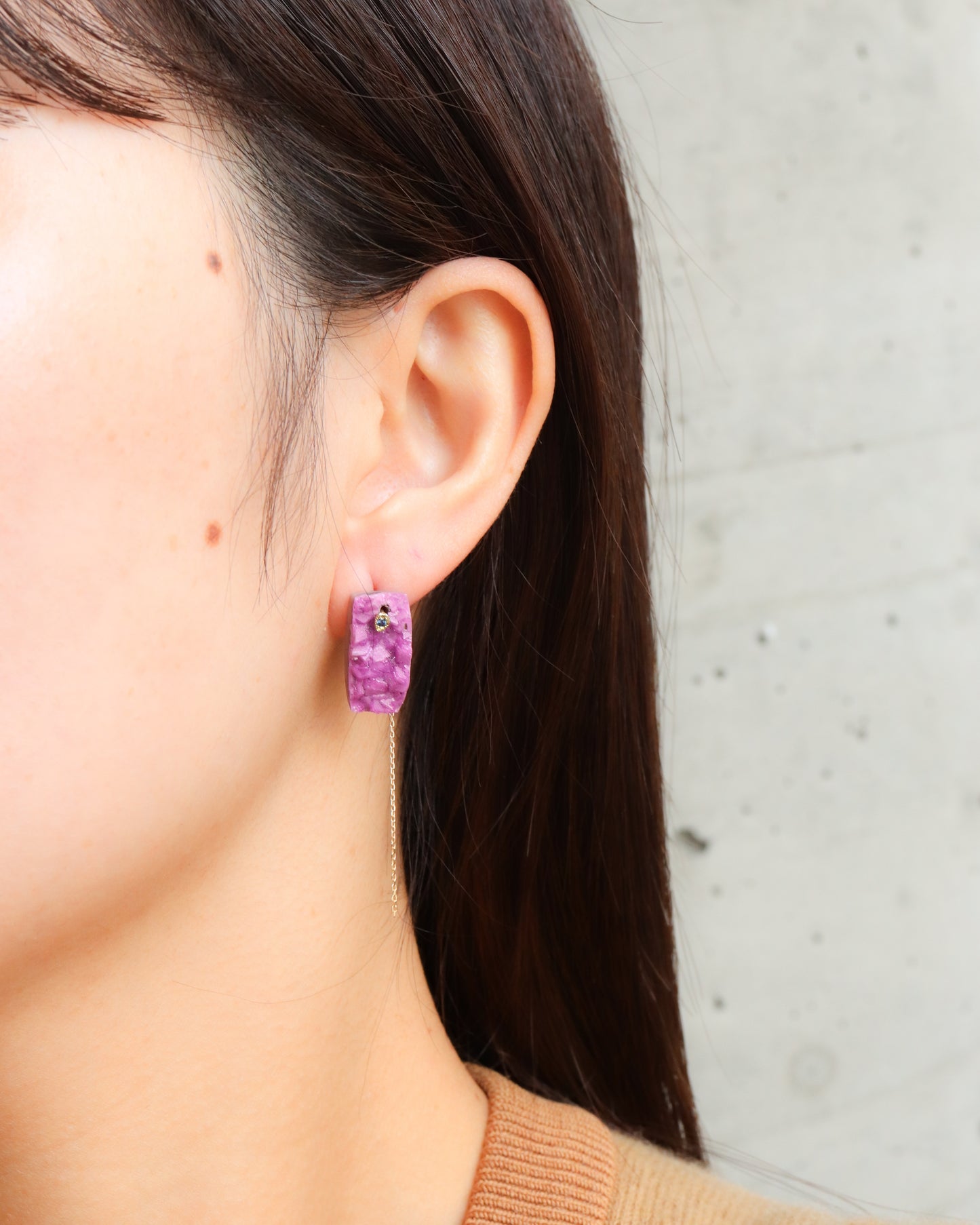 Flat Pierced Earring - Cobalt Calcite -