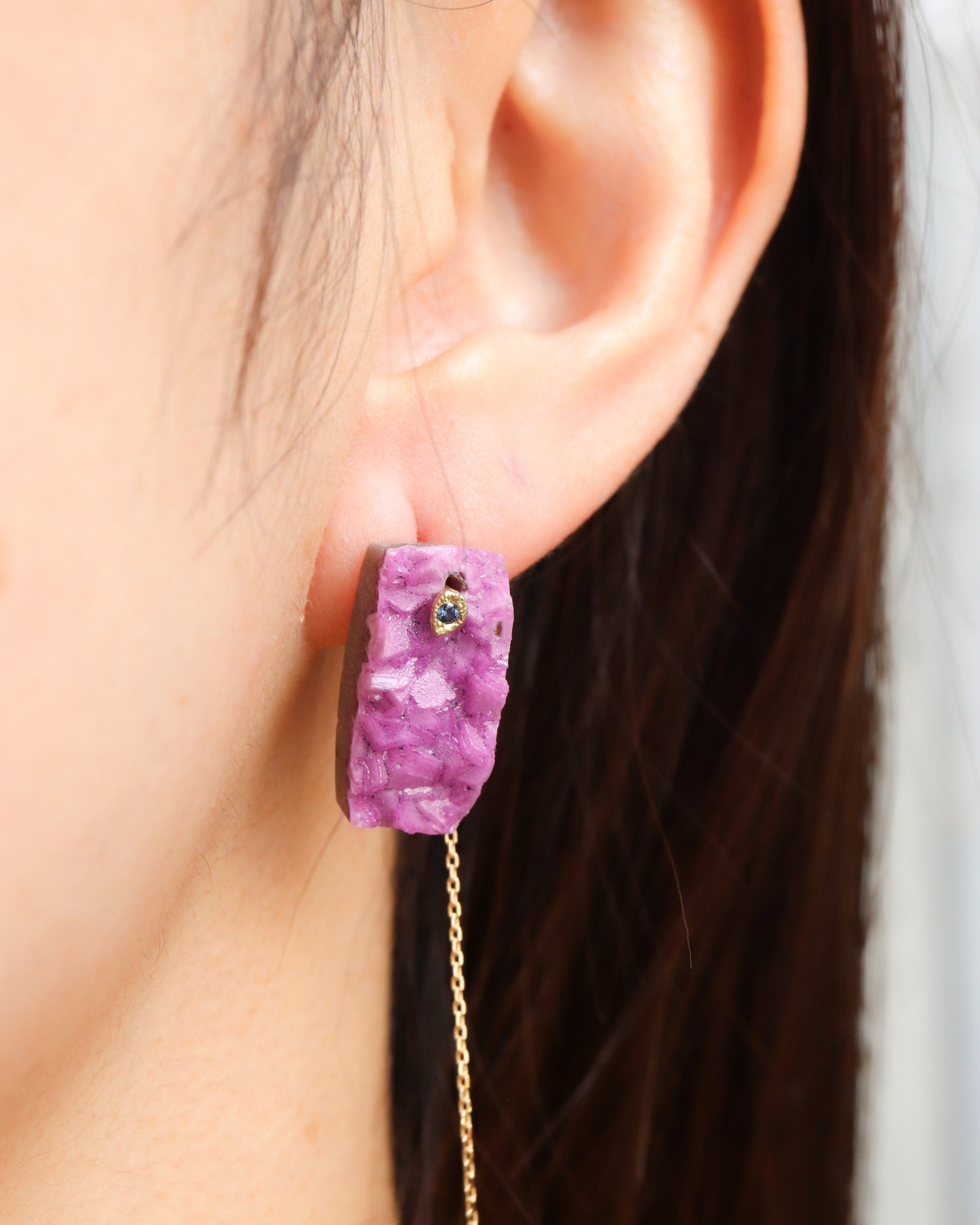 Flat Pierced Earring - Cobalt Calcite -