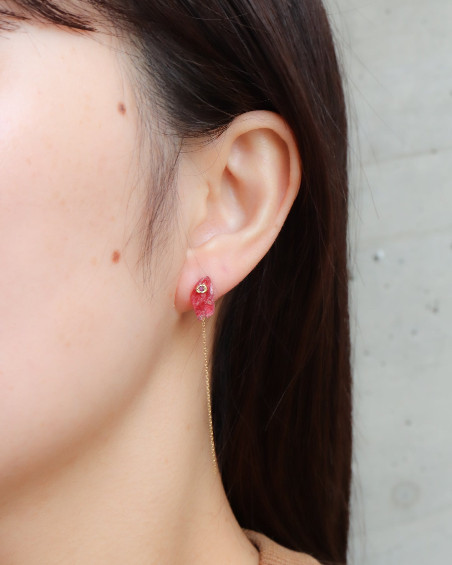 Flat Pierced Earring - Rhodonite -