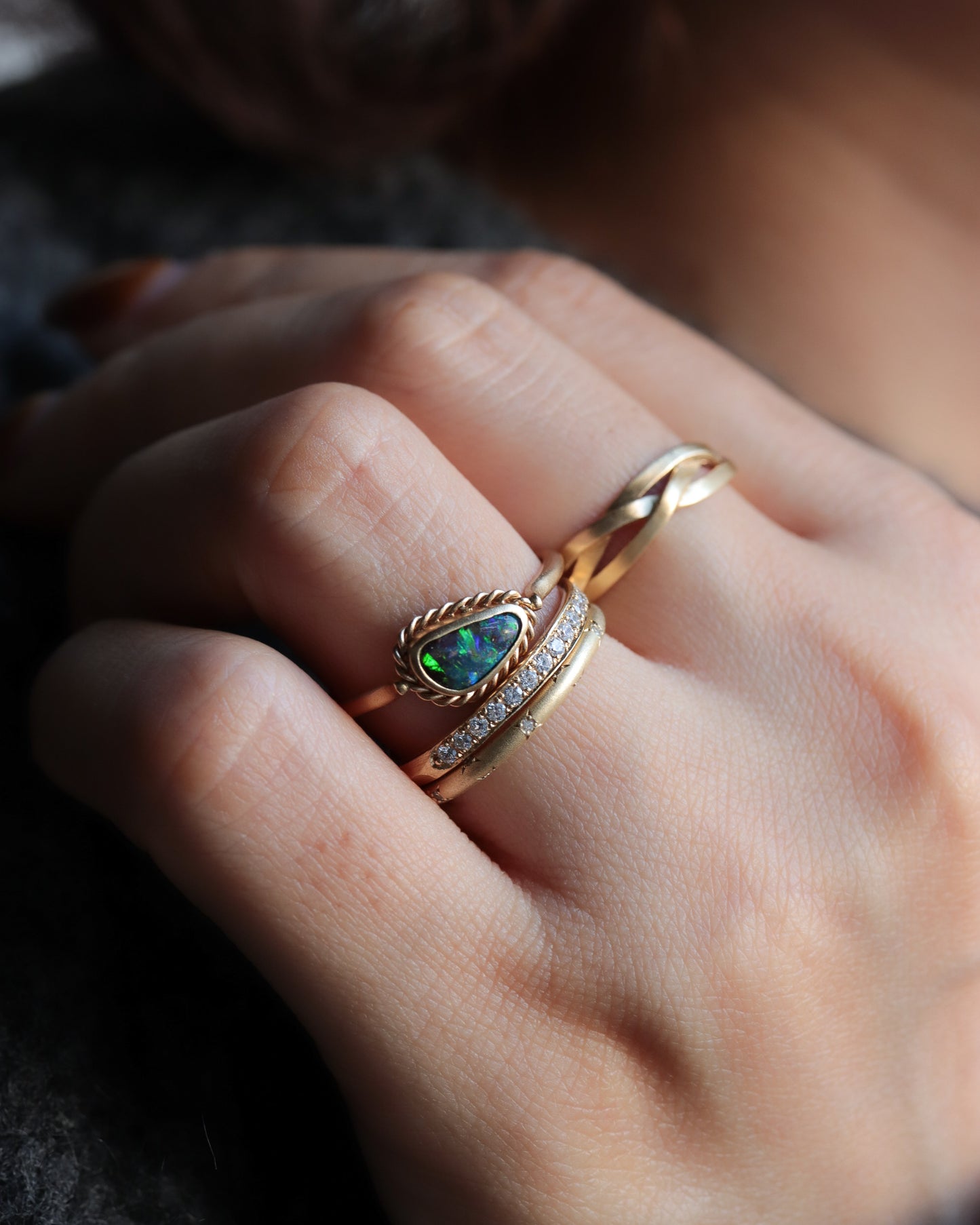 Twist Ring - Boulder Opal -