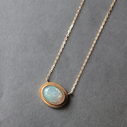 Column Milgrain Necklace - Opal -