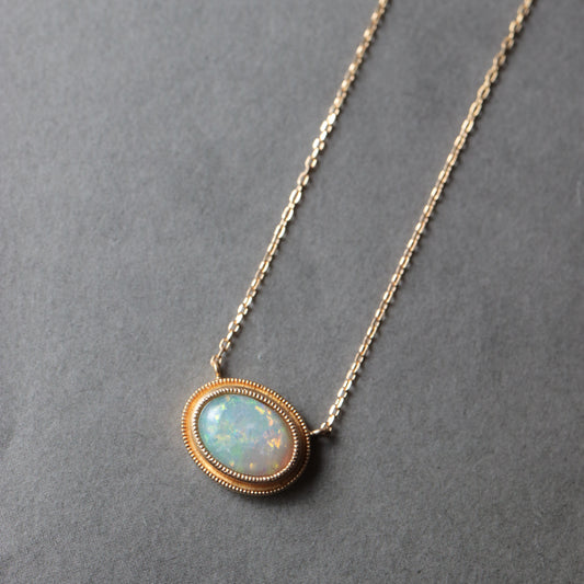 Column Milgrain Necklace - Opal -