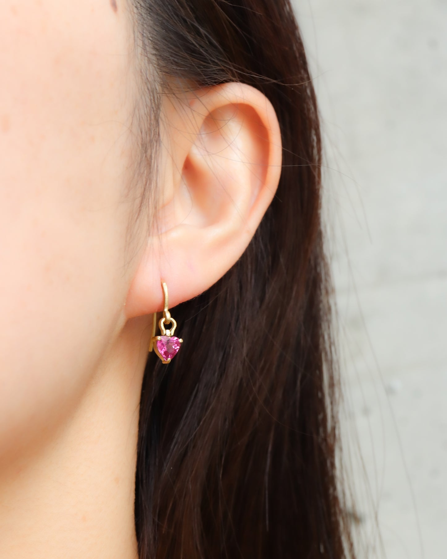 HorseShoe Prong Pierced Earring - Pink Tourmaline -