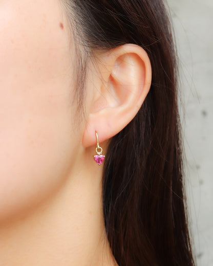 HorseShoe Prong Pierced Earring - Pink Tourmaline -