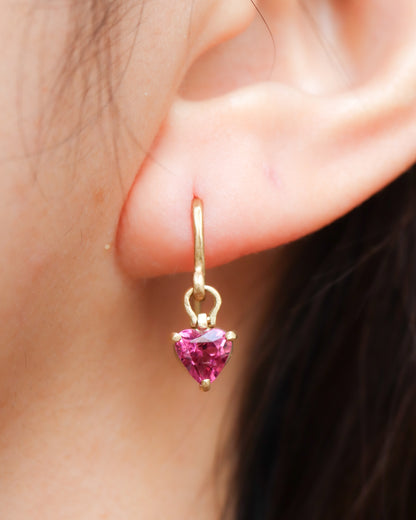 HorseShoe Prong Pierced Earring - Pink Tourmaline -