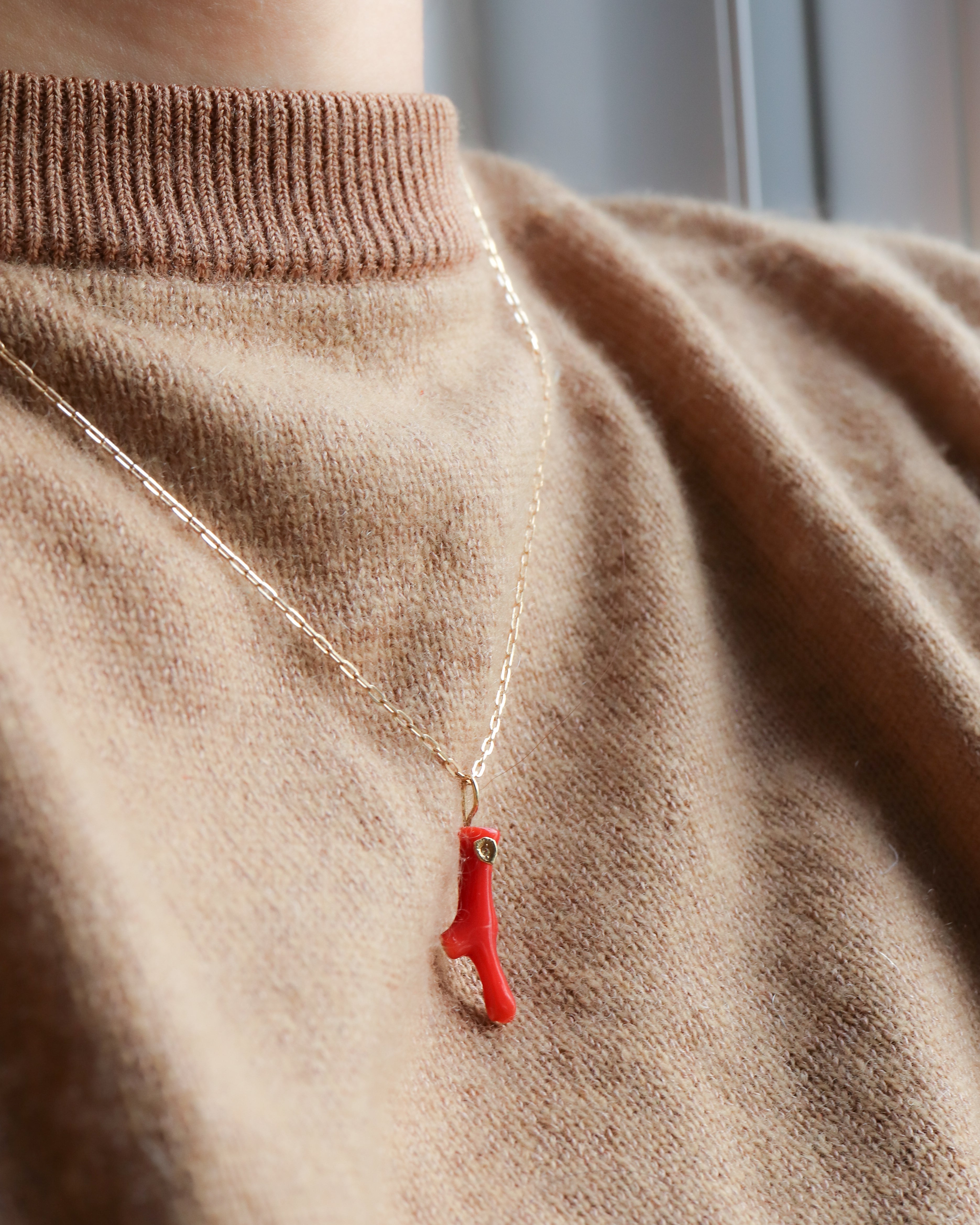 Flat Necklace - Coral -