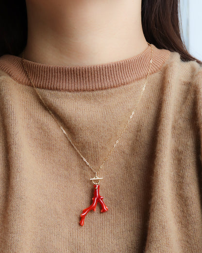 Mantel Stone Necklace - Coral -
