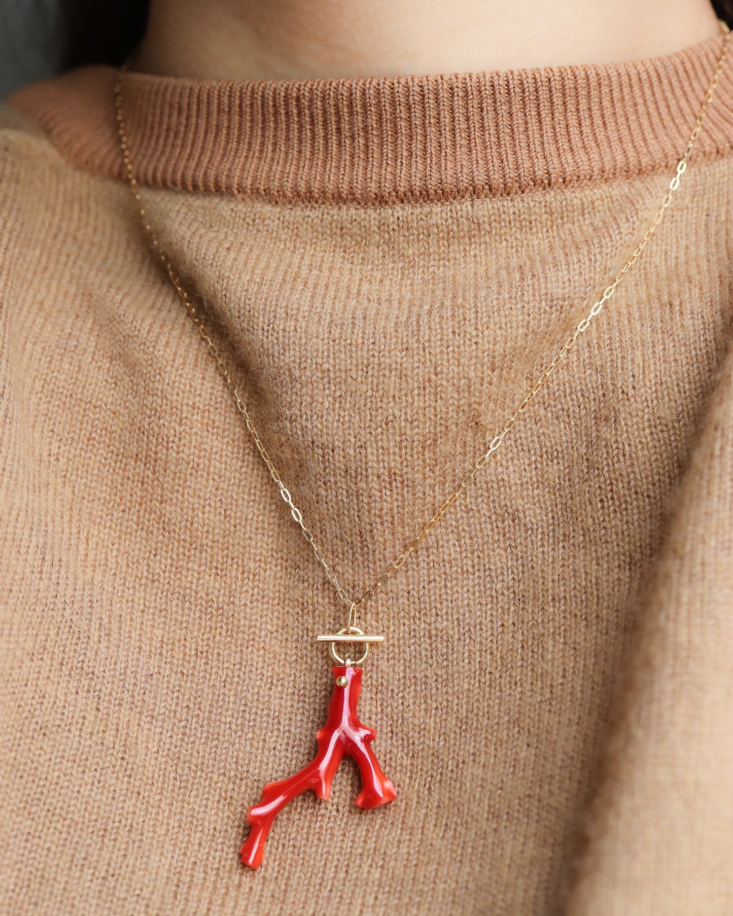 Mantel Stone Necklace - Coral -