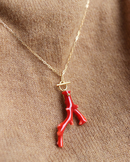 Mantel Stone Necklace - Coral -