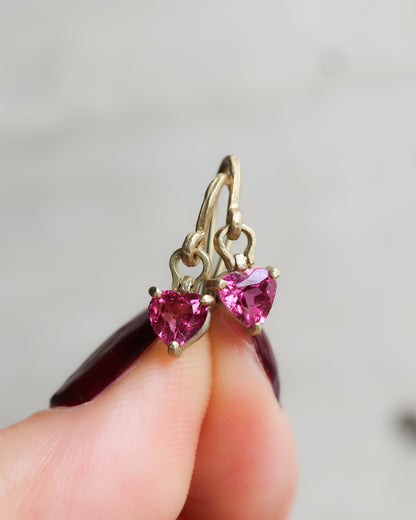 HorseShoe Prong Pierced Earring - Pink Tourmaline -