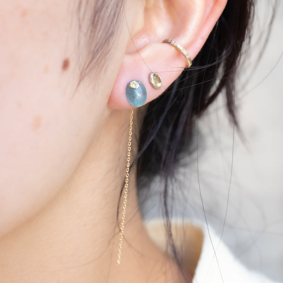 Flat Pierced Earring - Grandidierite -