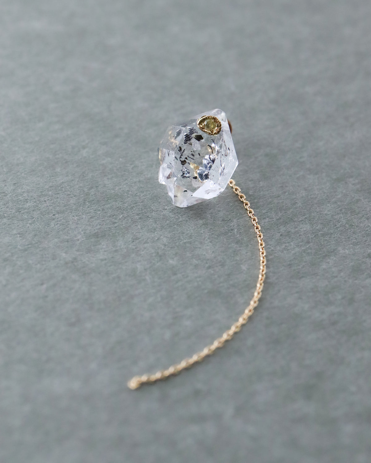 Flat Pierced Earring  - Diamond Quartz -