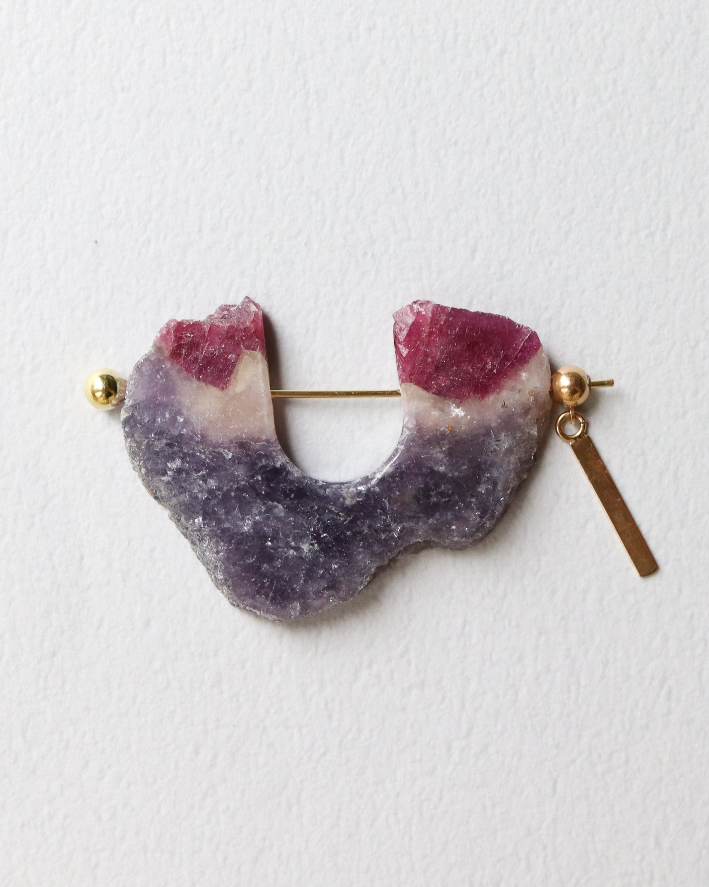 Rock Pierced Earring - Tourmaline -