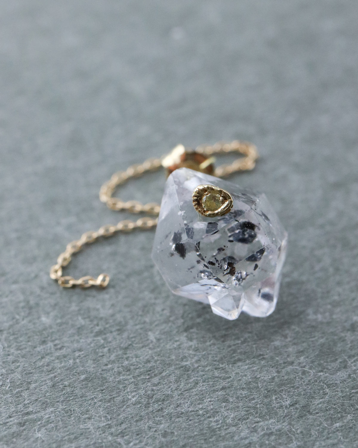 Flat Pierced Earring  - Diamond Quartz -