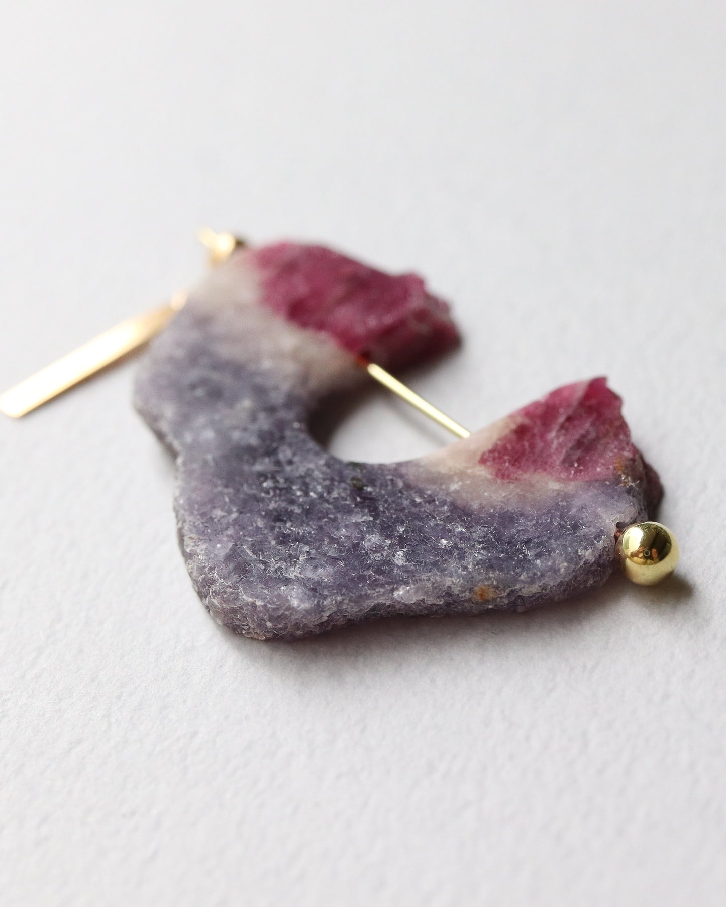 Rock Pierced Earring - Tourmaline -