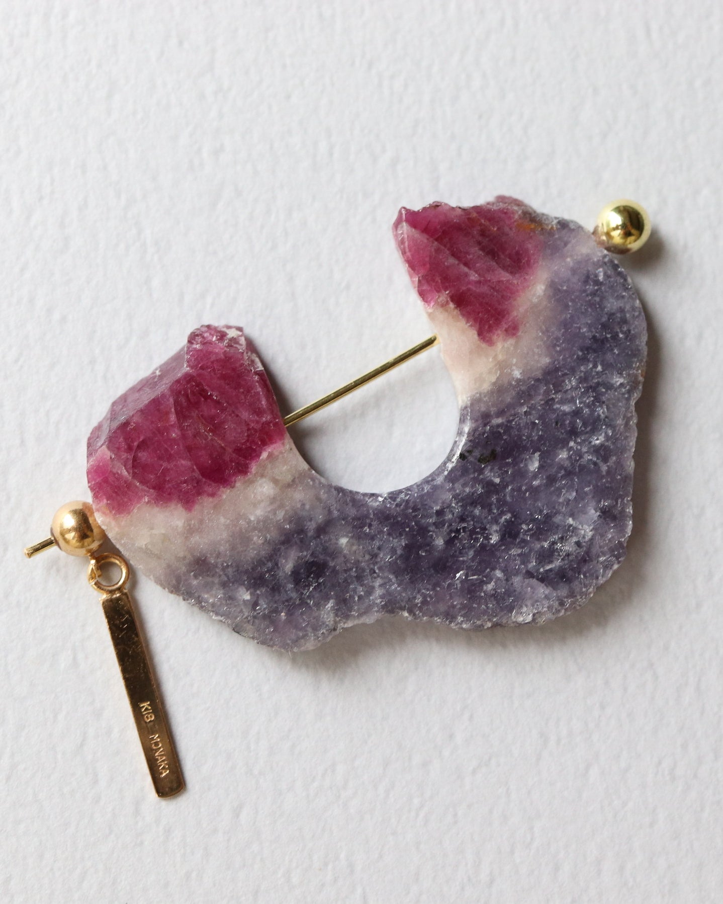 Rock Pierced Earring - Tourmaline -