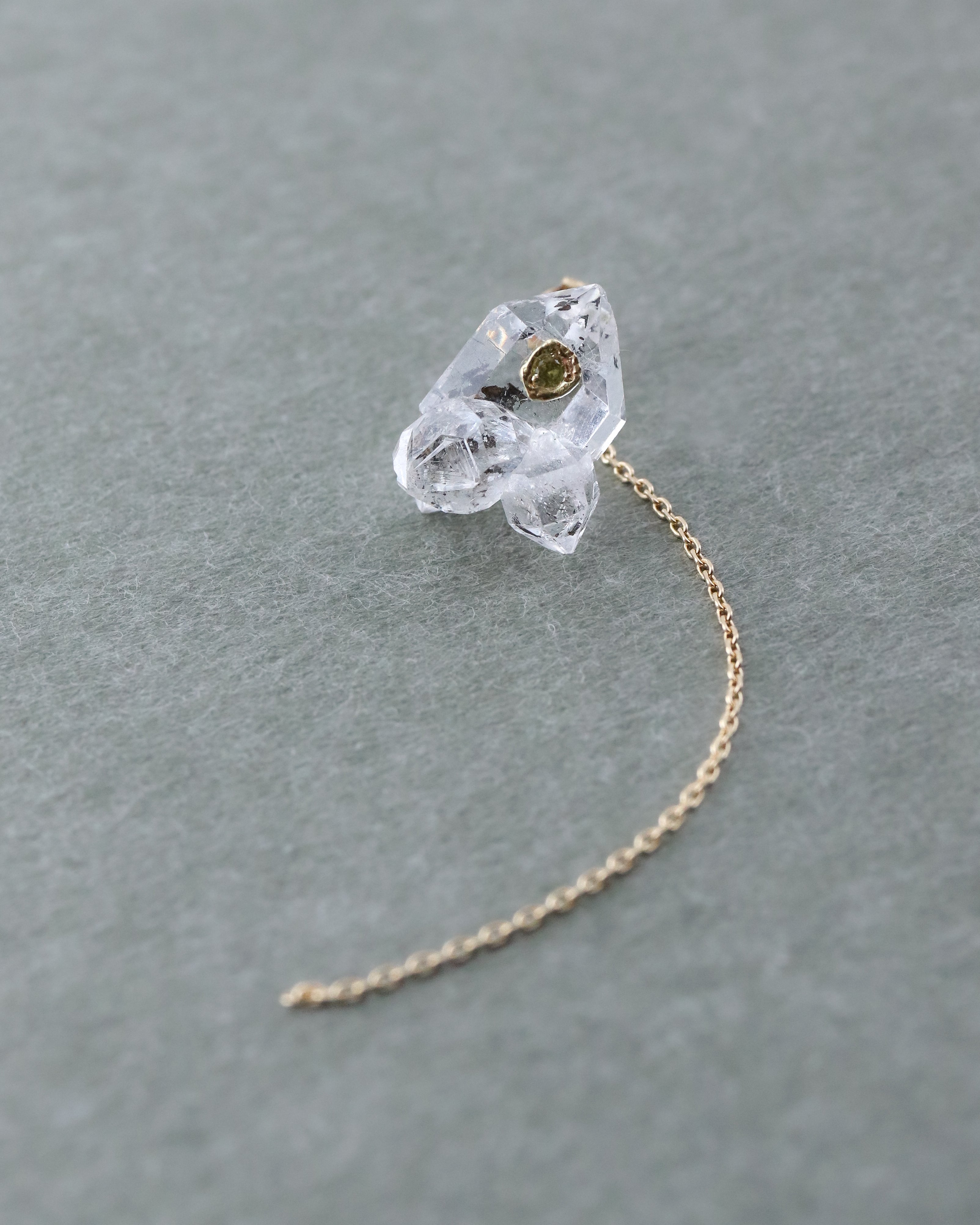 Flat Pierced Earring - Diamond Quartz -