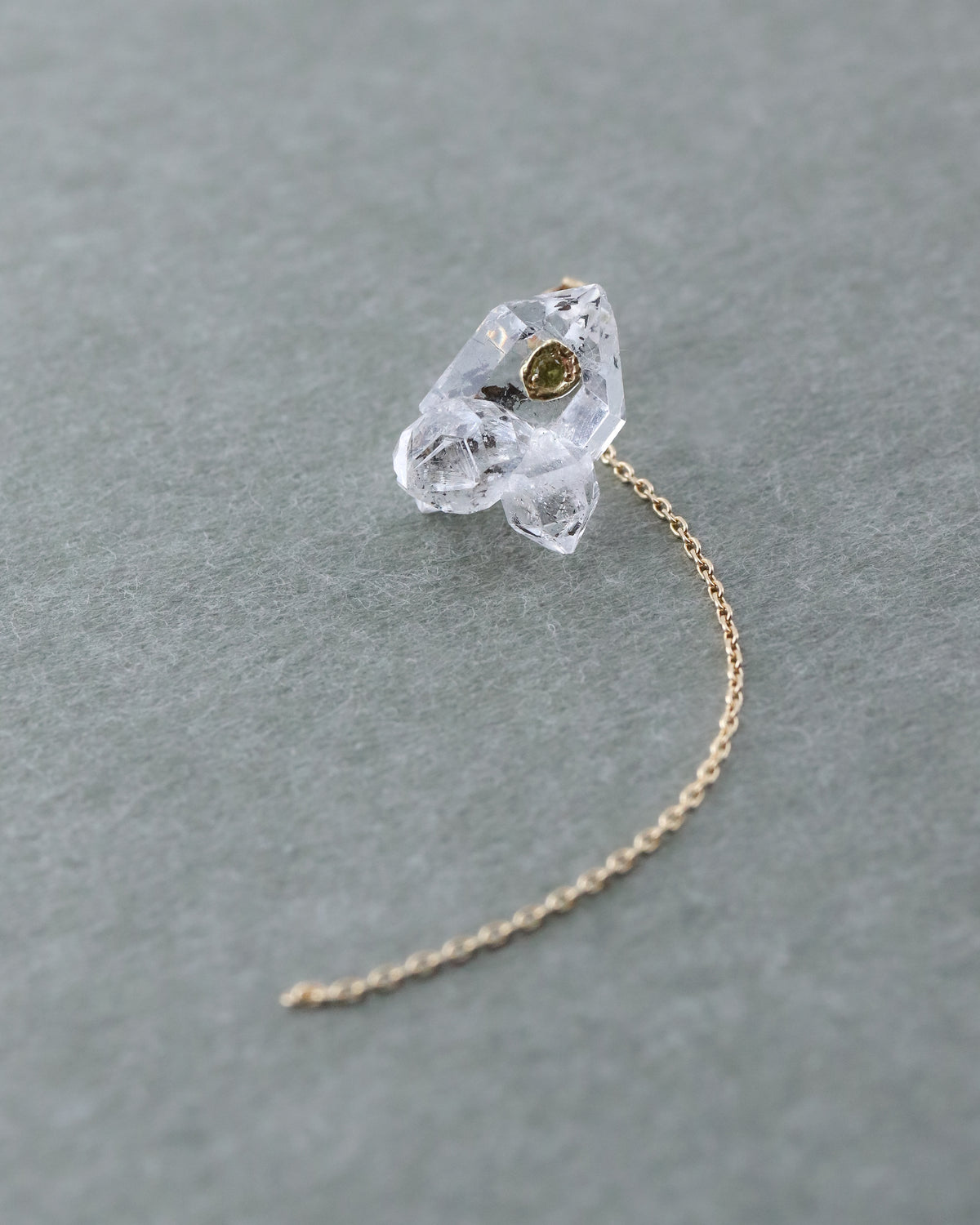 Flat Pierced Earring  - Diamond Quartz -