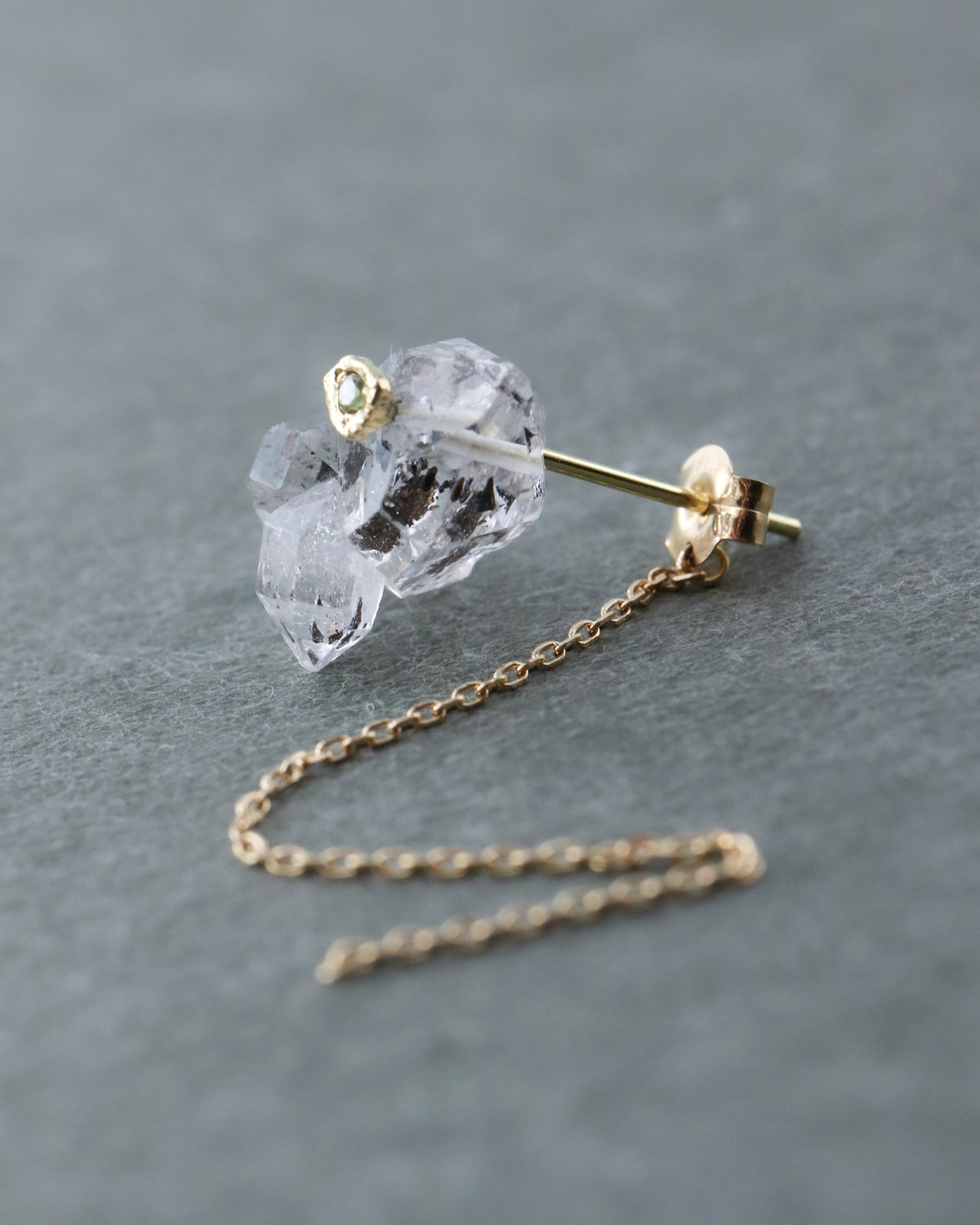 Flat Pierced Earring  - Diamond Quartz -