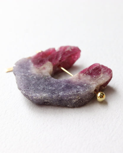 Rock Pierced Earring - Tourmaline -