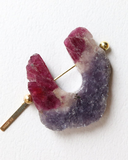 Rock Pierced Earring - Tourmaline -