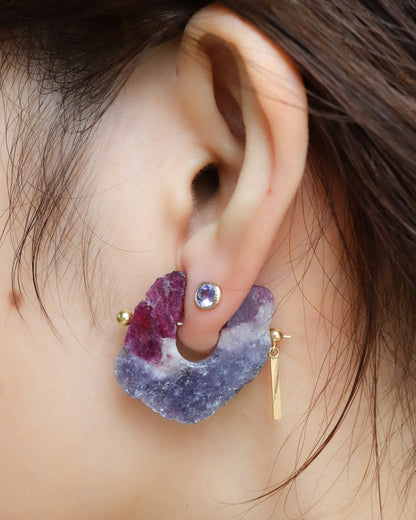 Rock Pierced Earring - Tourmaline -