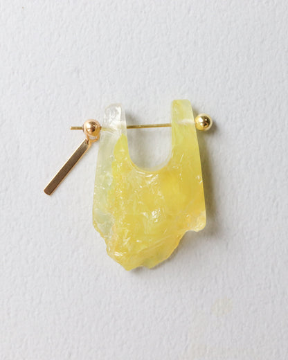 Rock Pierced Earring - Yellow Quartz -