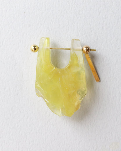 Rock Pierced Earring - Yellow Quartz -