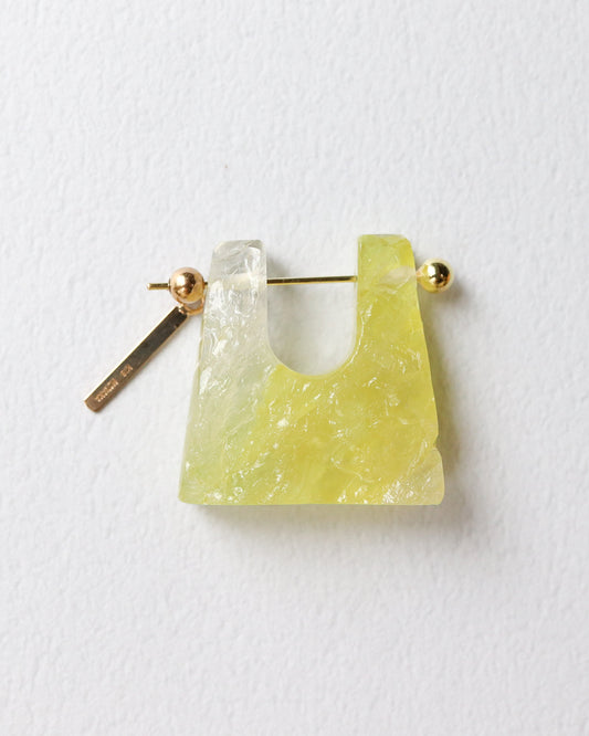 Rock Pierced Earring - Yellow Quartz -