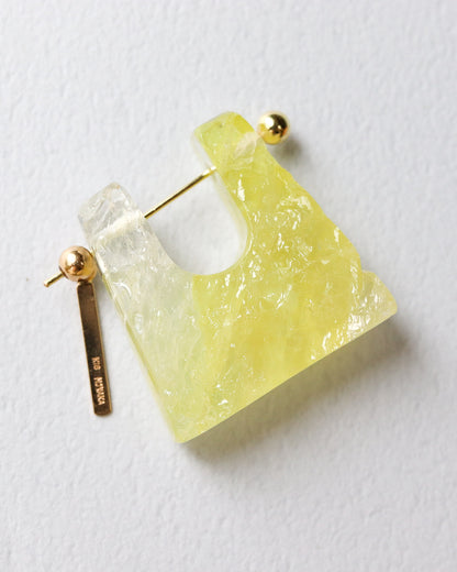 Rock Pierced Earring - Yellow Quartz -